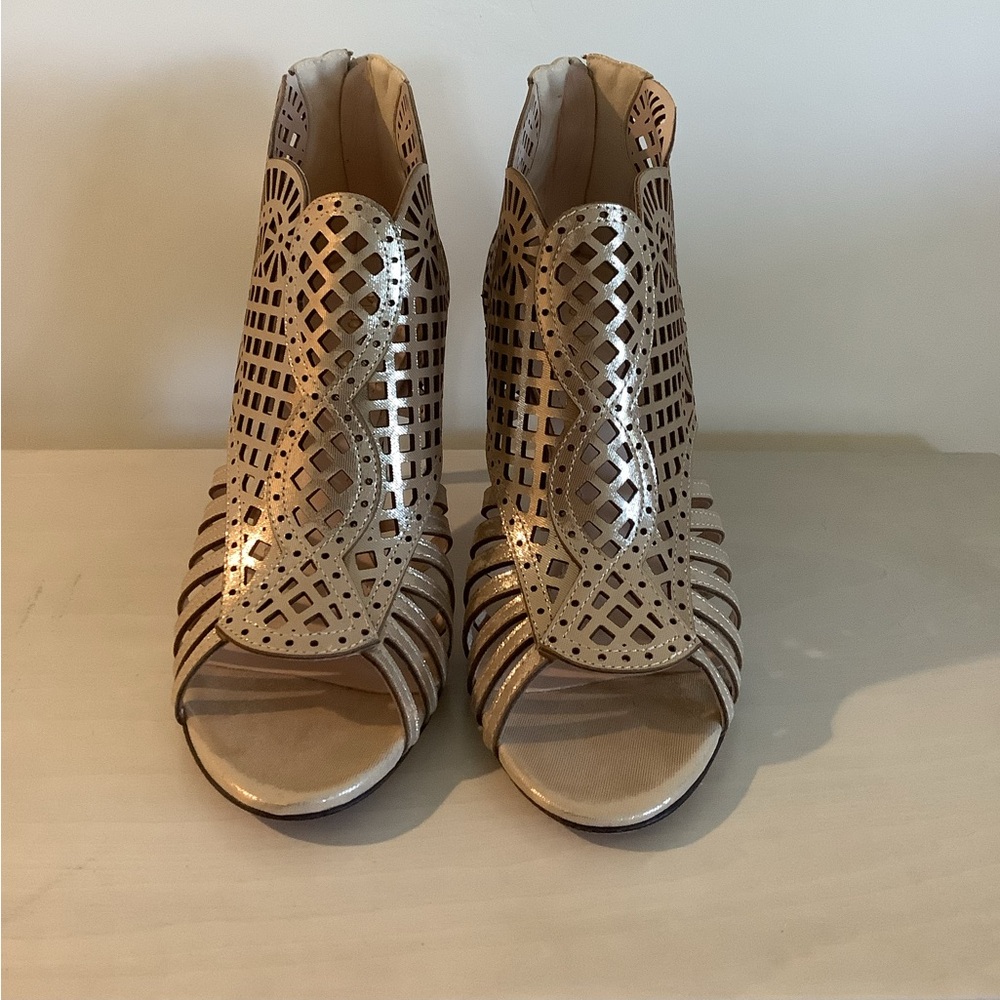 Elegant Laser-Cut Peep-Toe Heels